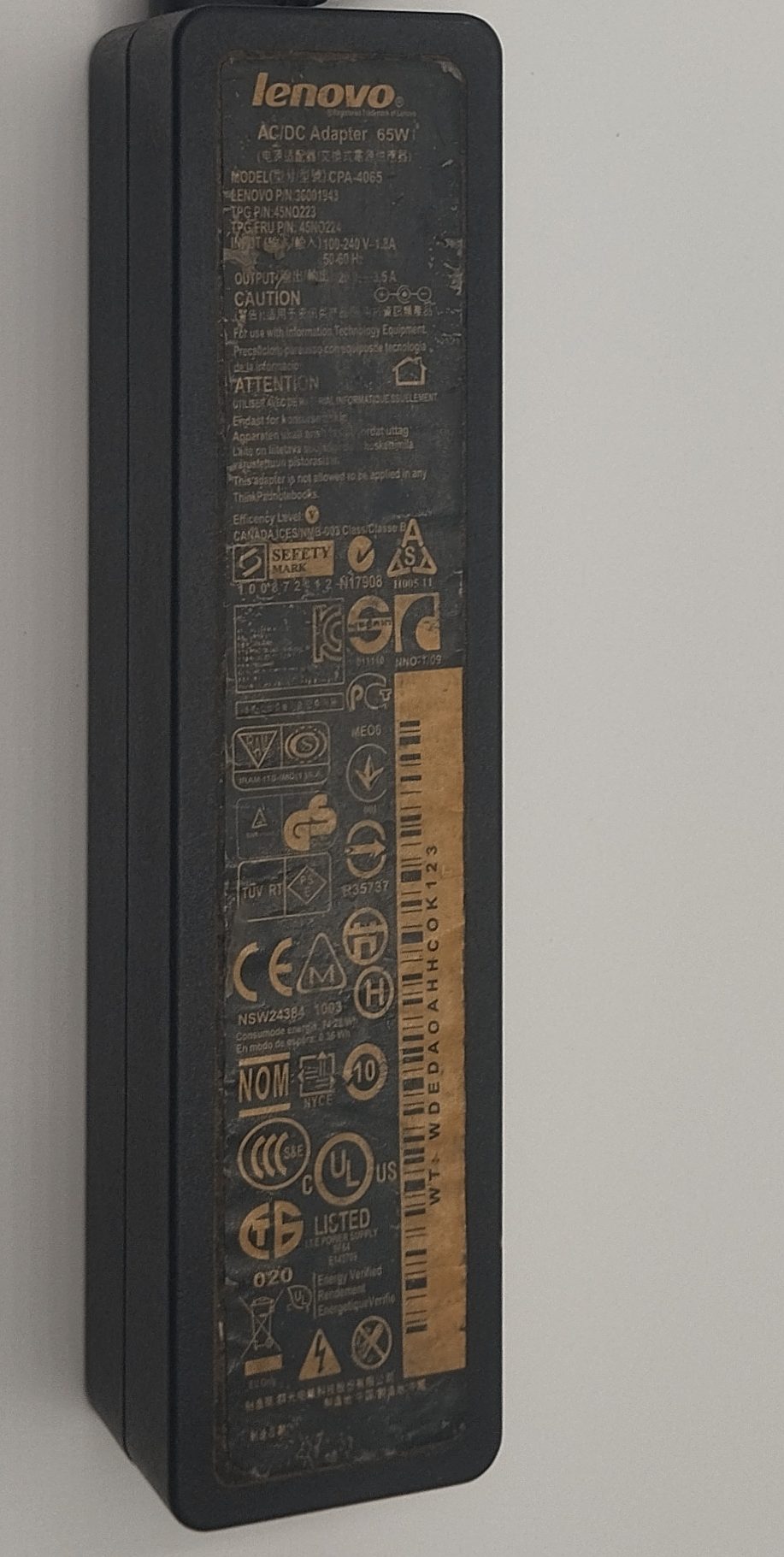 Lenovo 20V 3.5A 65W Power Adapter